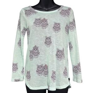 Mudd Mint Green Owl Pullover Close-Knit Sweater Girl’s 10